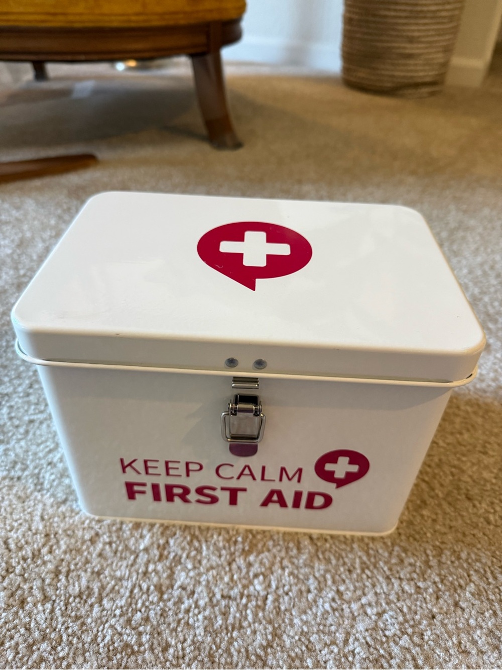 Keep Calm First Aid Metal Storage Box with Removable Tray